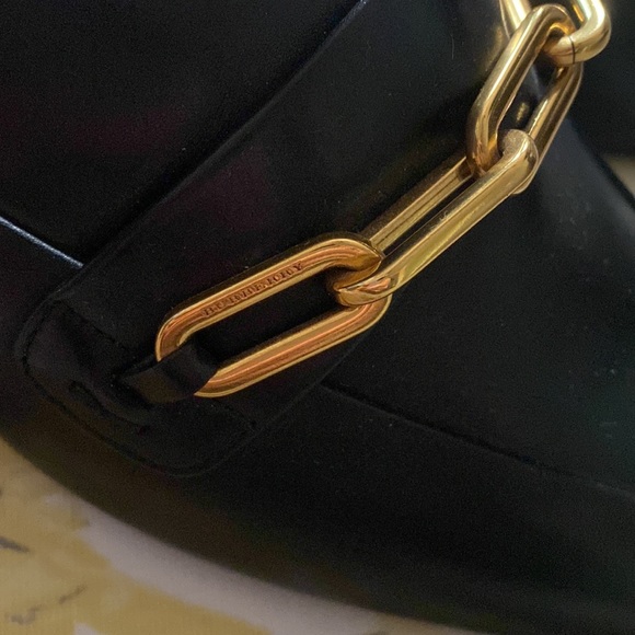 NWOT BURBERRY Chic heeled black leather mules - Picture 9 of 11